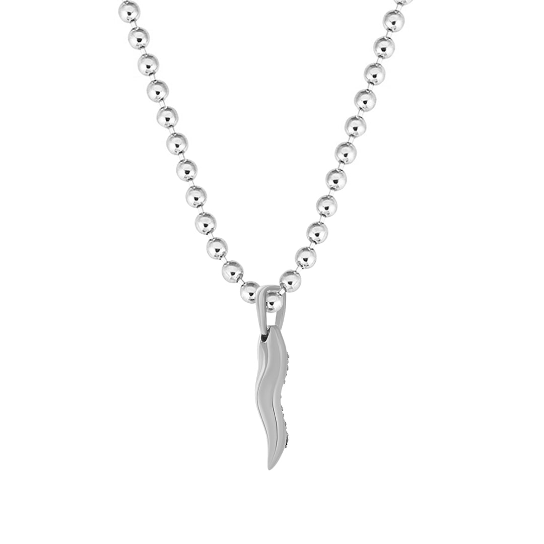 Solid Silver Pave Horn Pendant Back