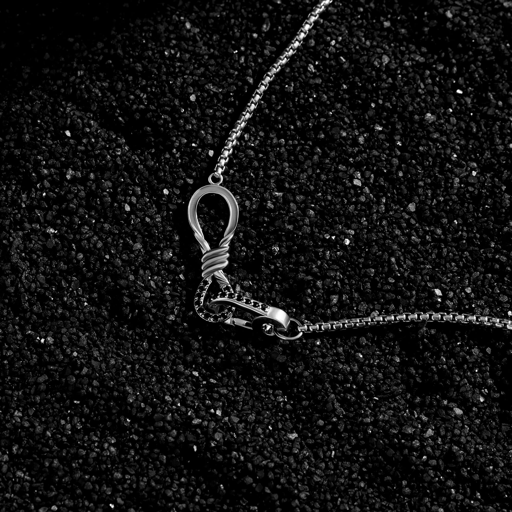 Men's Solid Silver Paved Infinity Design Chain Necklace