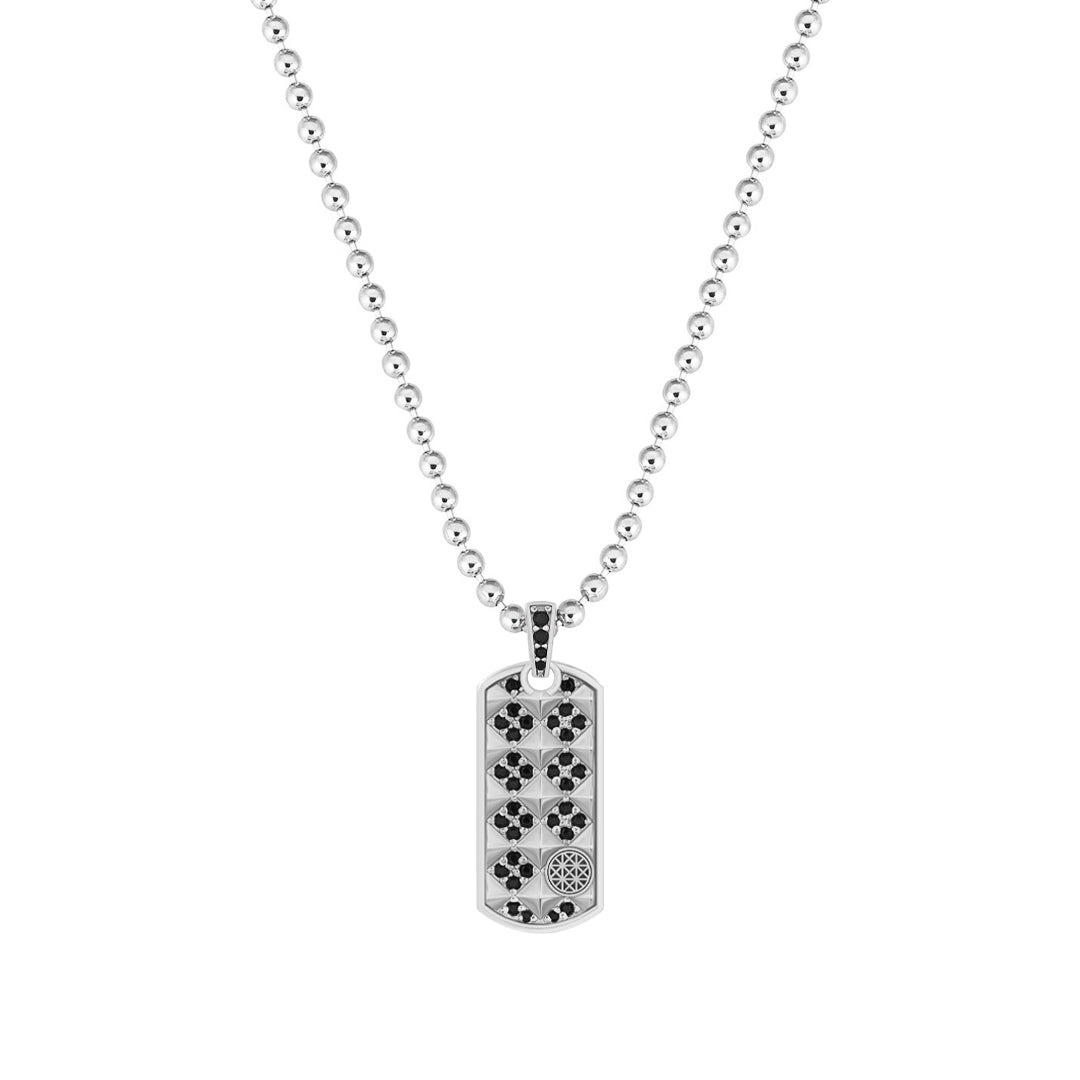 Pave Pyramid Tag Pendant in 925 Solid Silver - Pave Cubic Zirconia