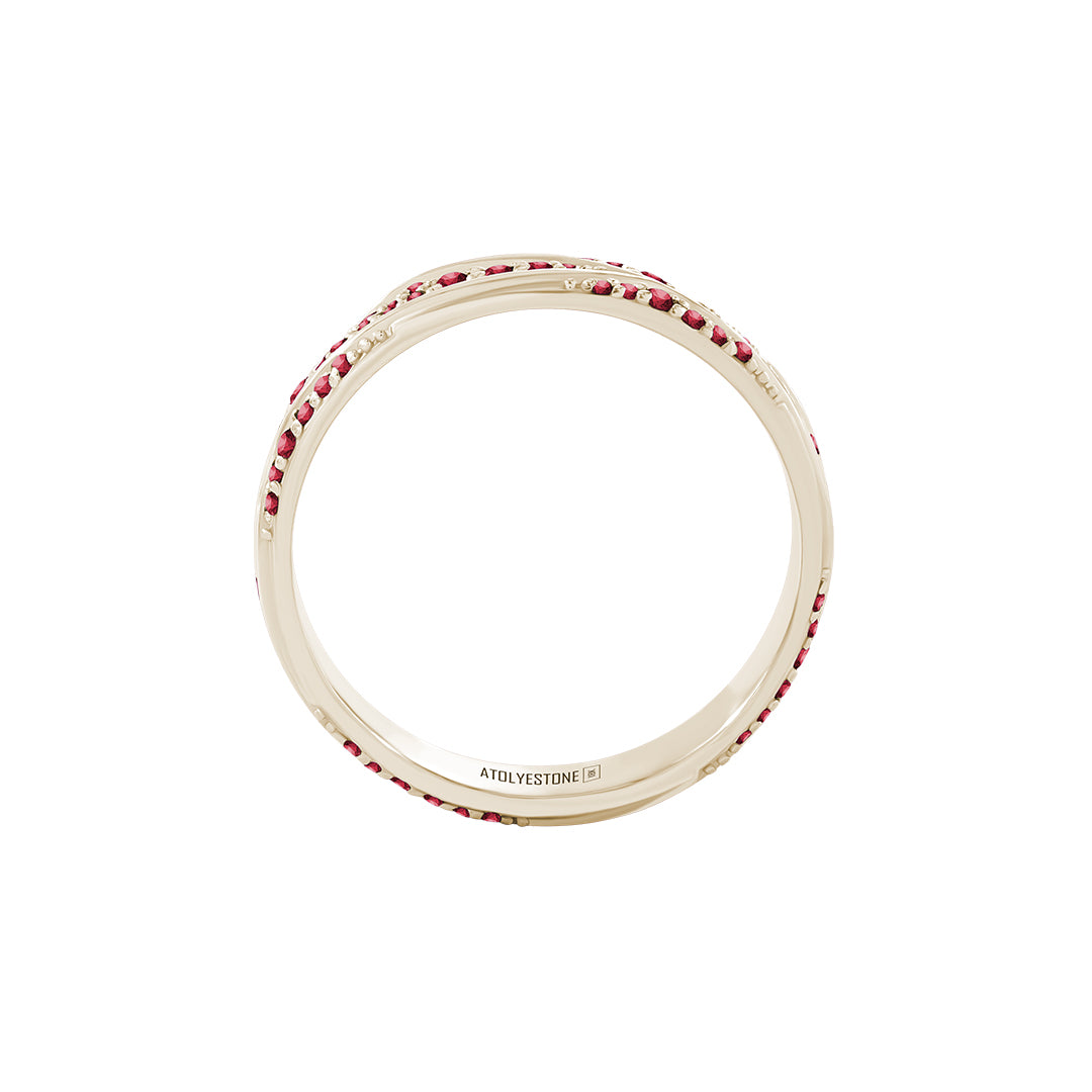 Diamond Pave Ridge Band Ring in Gold