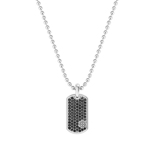 Pave Tag Necklace - Solid Silver - Black Diamond