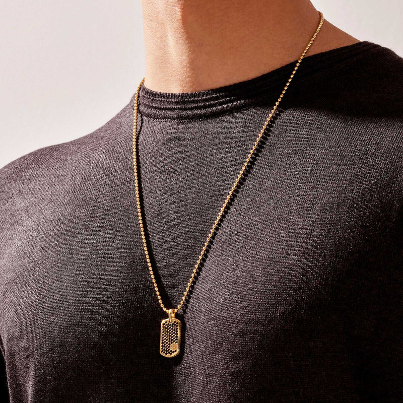 Pave Tag Pendant in Solid Yellow Gold