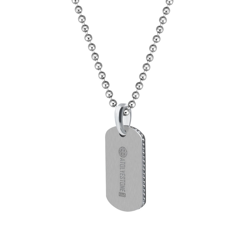 Pave Tag Necklace- Solid Silver (Pendant only)