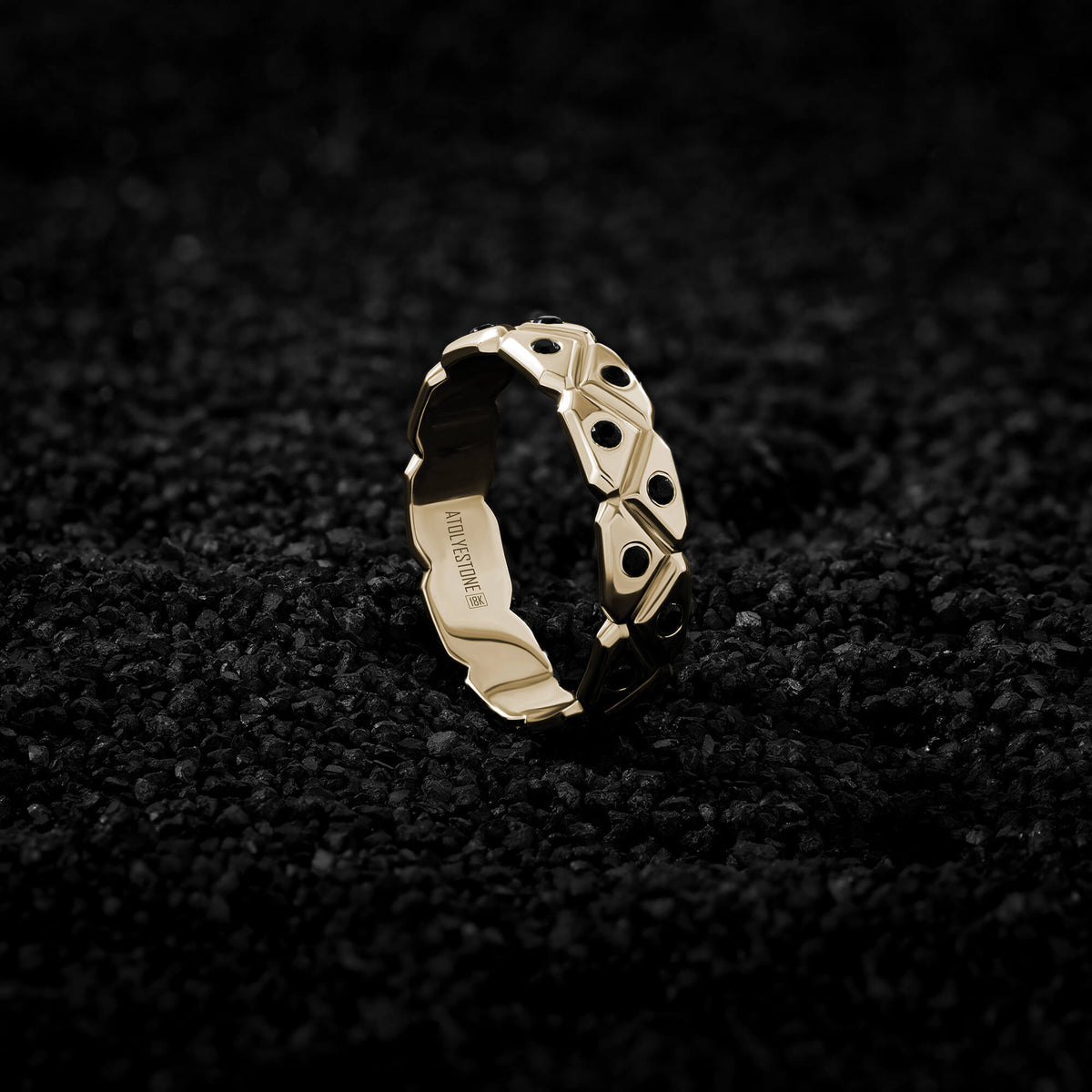 Yellow Gold Pave Triangle Band