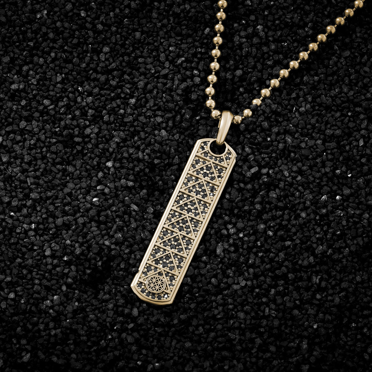 Real Gold Paved Trinity Samurai Tag Pendant