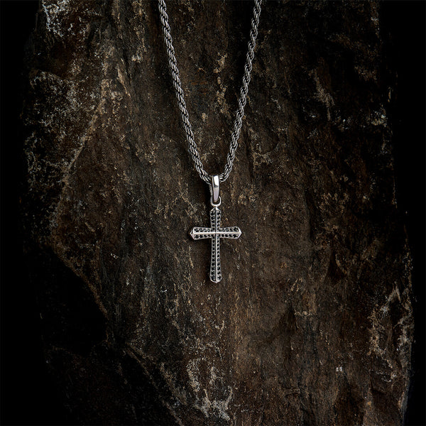 Cross One Stone Sterling Silver Pendant plated in 18K Gold main image 1