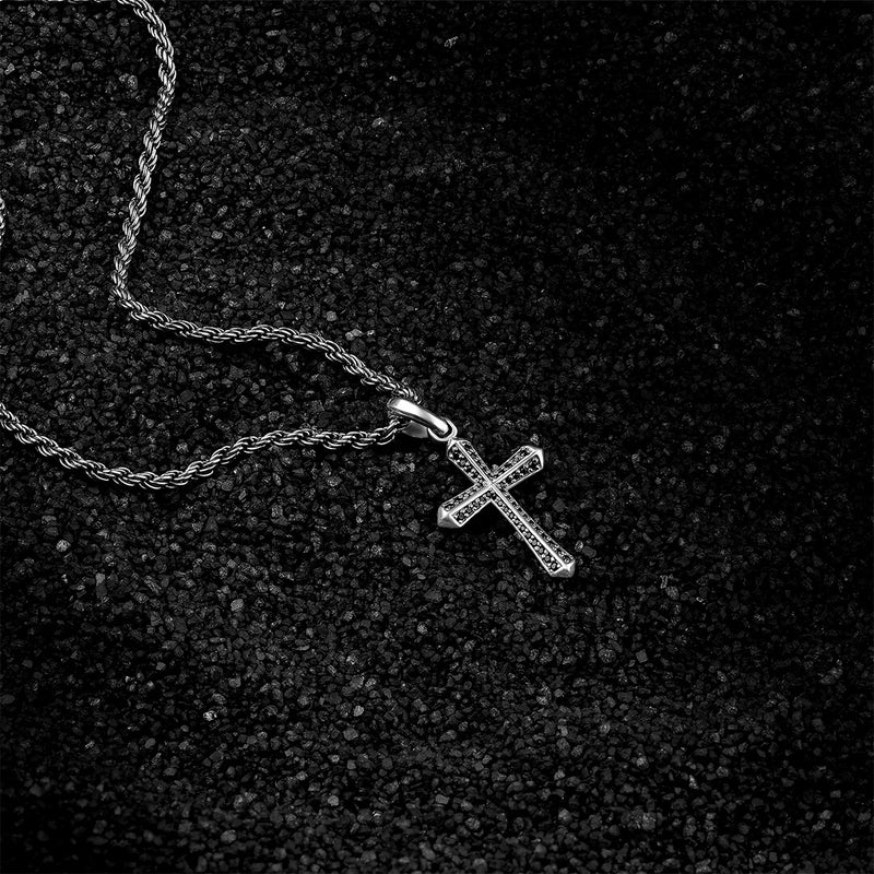 Men's Paved Cross Pendant in 925 Solid Silver