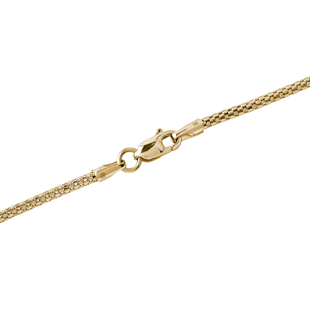Men's 14K Real Gold Popcorn Chain Necklace
