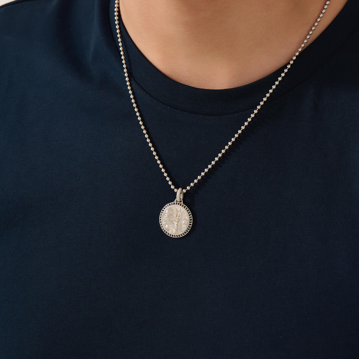 Silver Poseidon Pendant for Men
