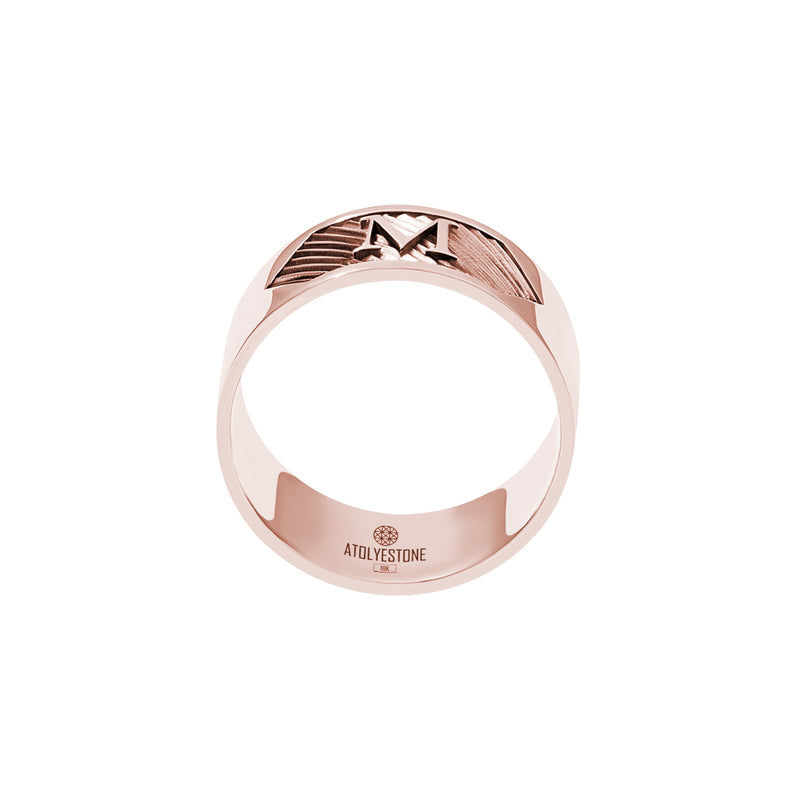 Atolyestone Real Rose Gold Personalized Textured Bold Band Ring