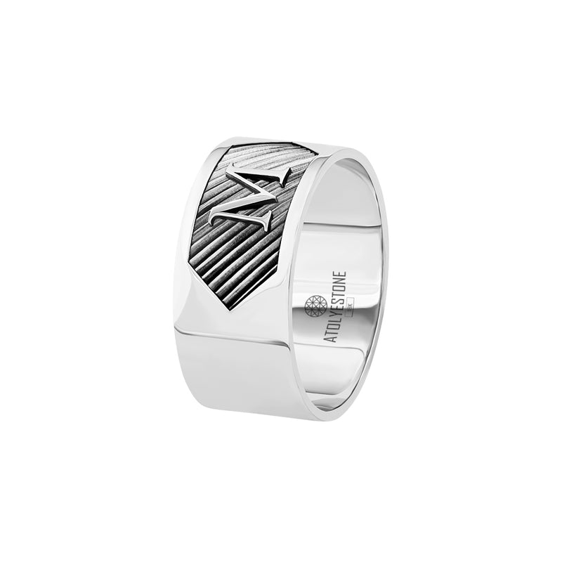 Atolyestone Real White Gold Personalized Textured Bold Band Ring