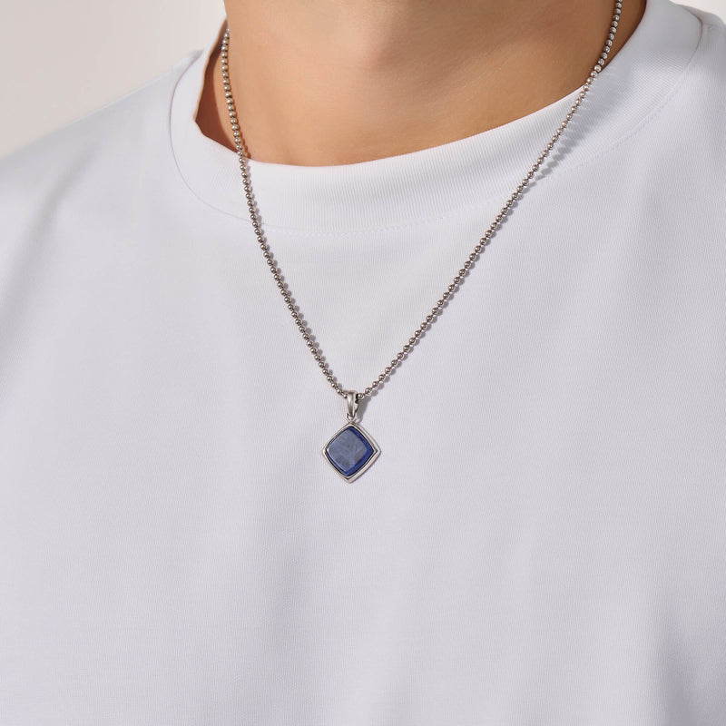 Men's Prime Necklace with Chain in 925 Sterling Silver - Sodalite