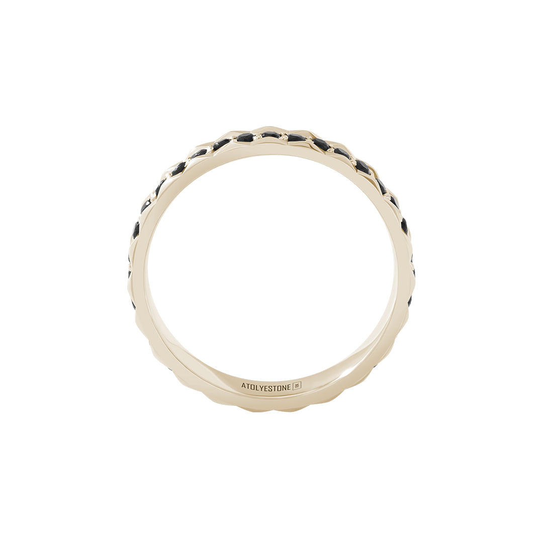 Pyramid Edge Diamond Paved Solid Gold Band Ring
