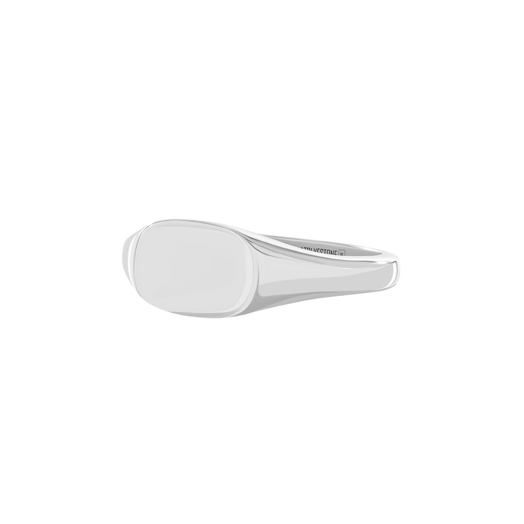 Rectangle Signet Ring in Solid Gold -White