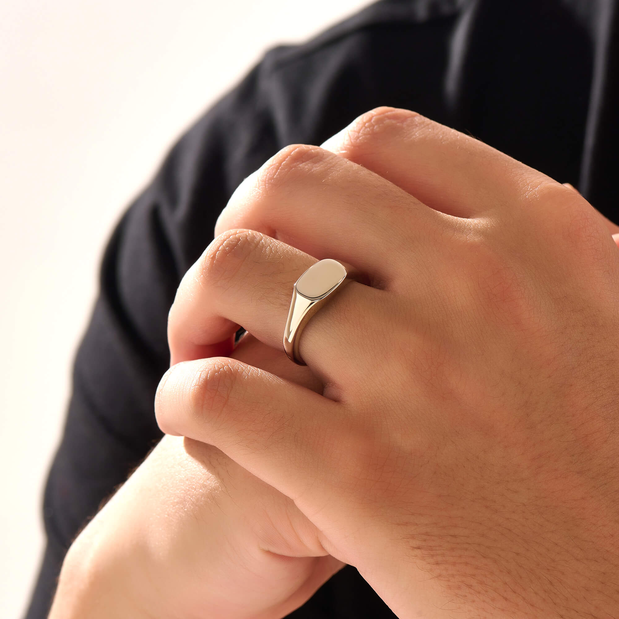 Men's Solid Gold Rectangle Signet Ring