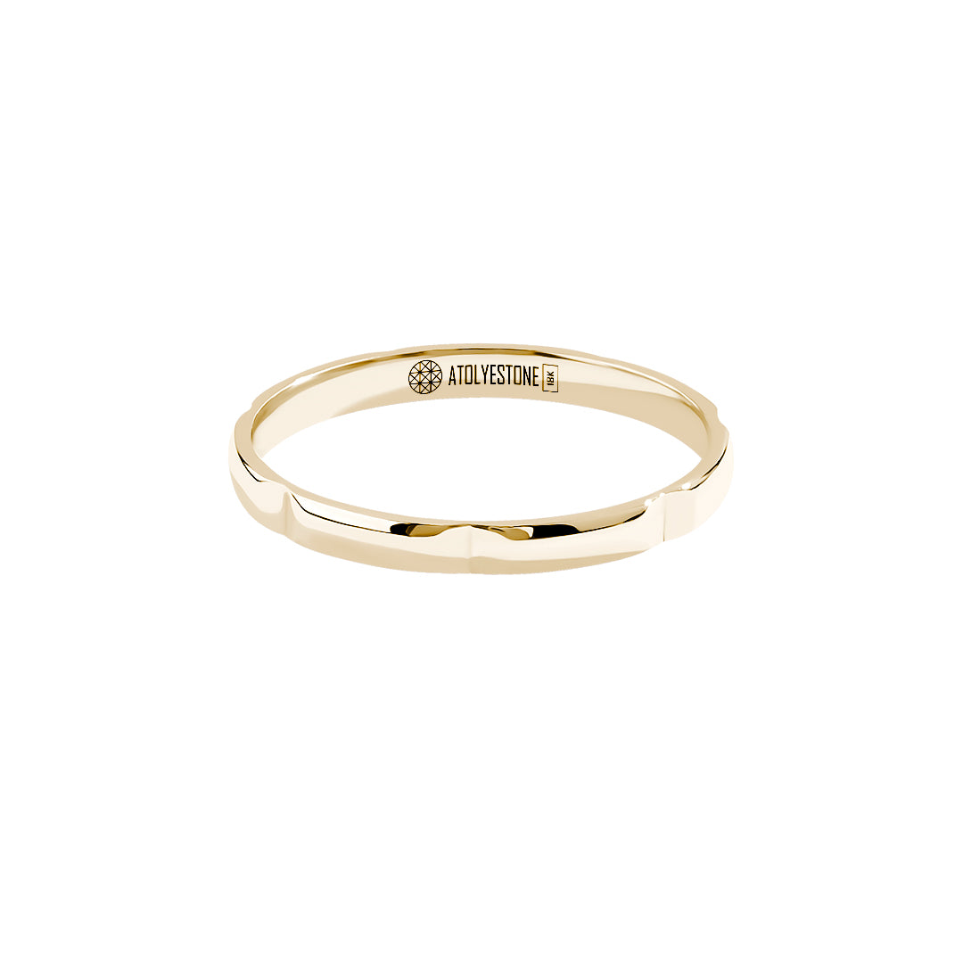 Men's Real Gold Wedding Band Ring, Rectangular Linked Band