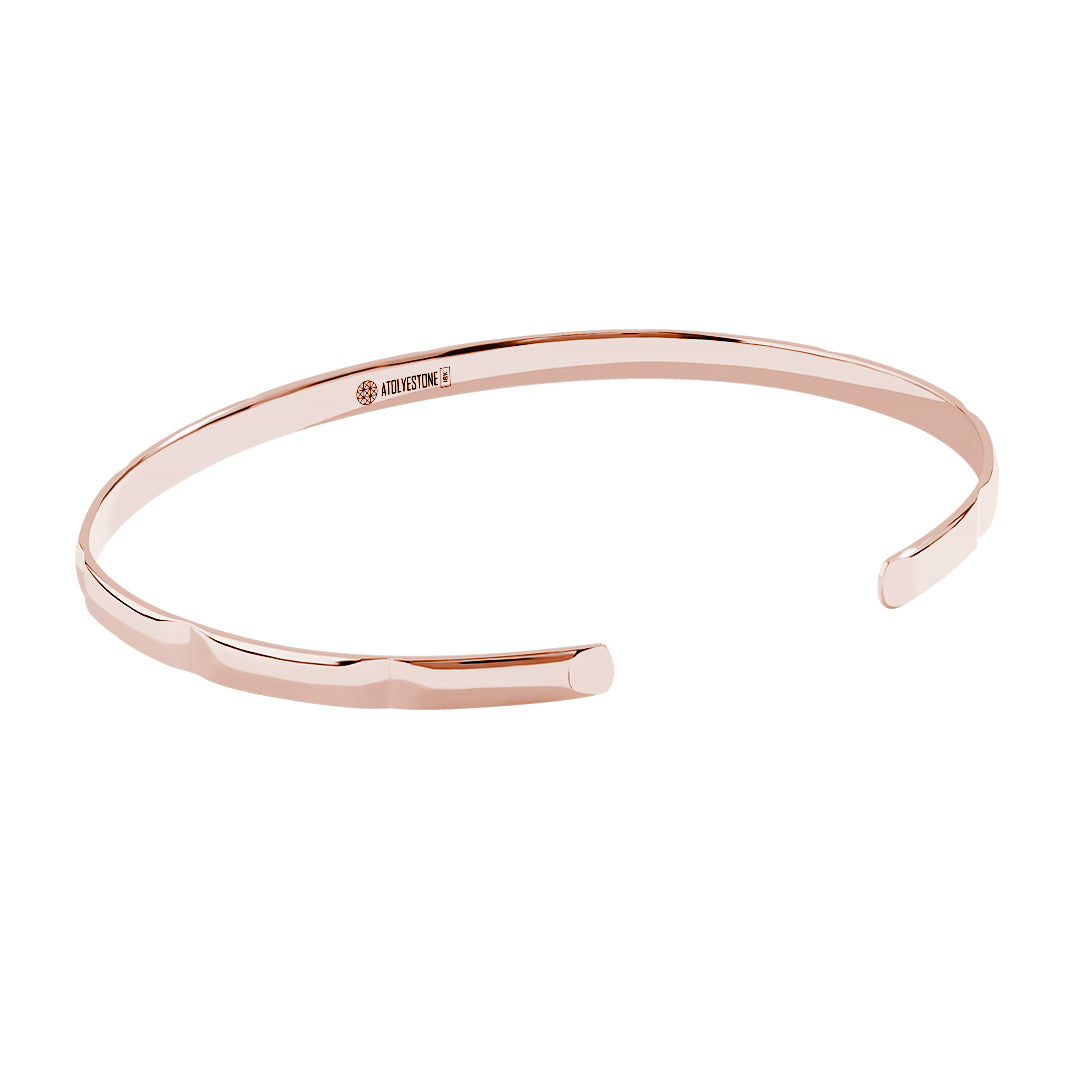 Men's Real Gold Rectangular Linked Open Cuff - Rose Gold