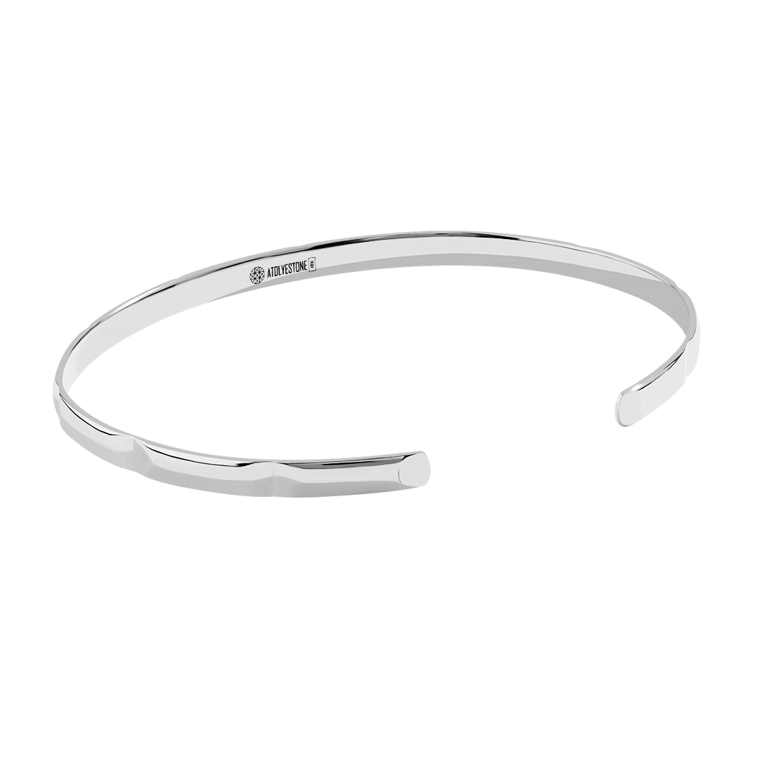 Men's Real Gold Rectangular Linked Open Cuff - White Gold
