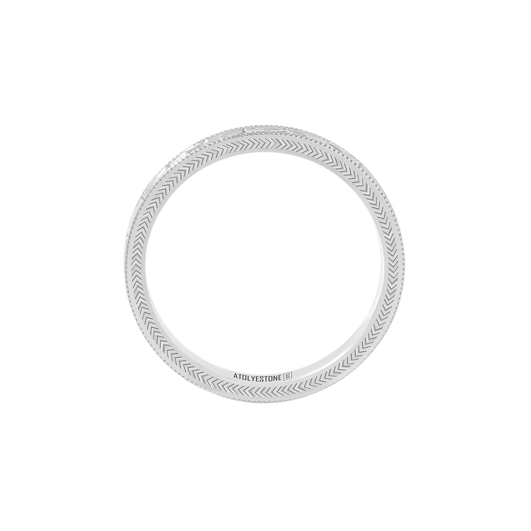 Solid Silver Rhombus Milgrain Band