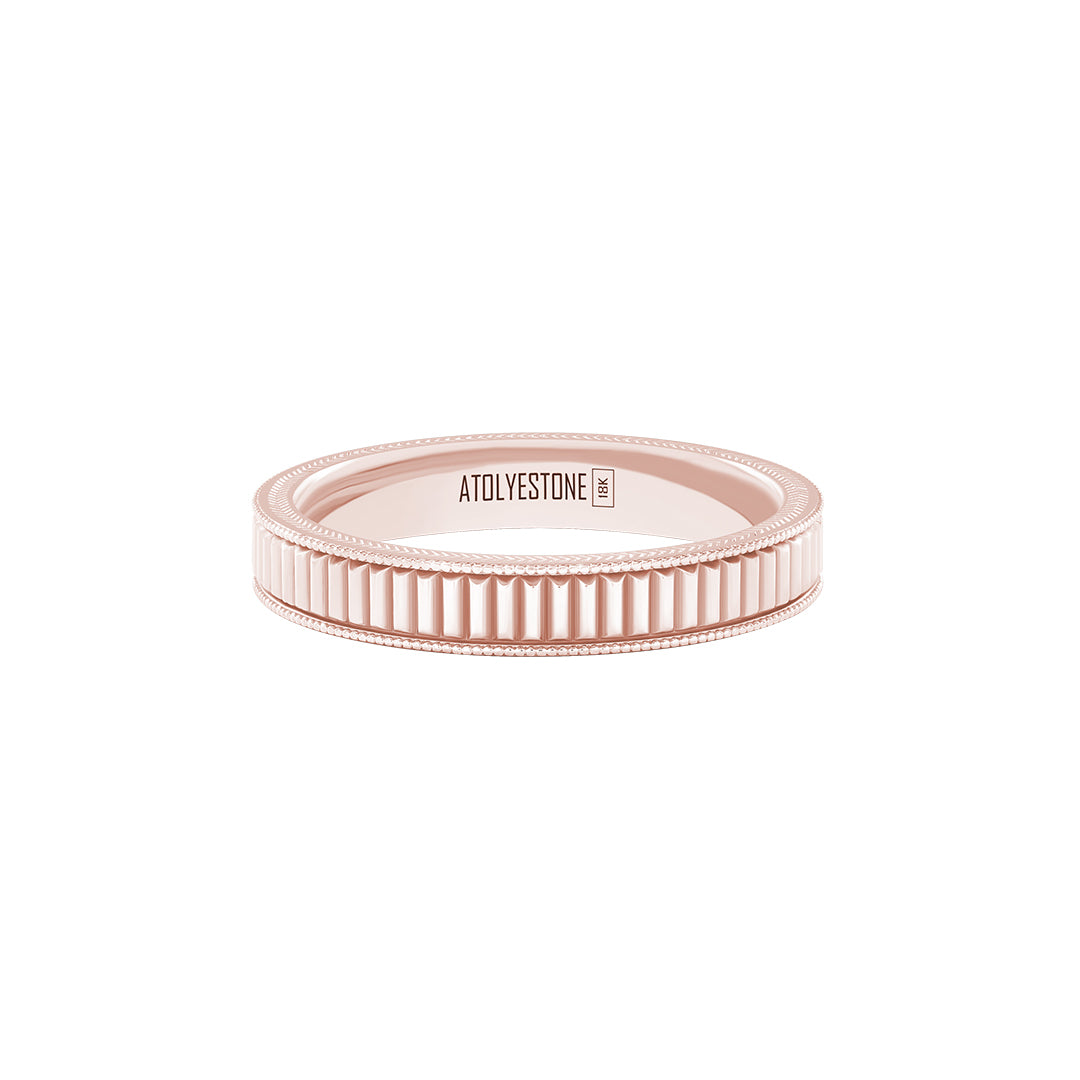 Ribbed Band Ring in Solid Rose Gold