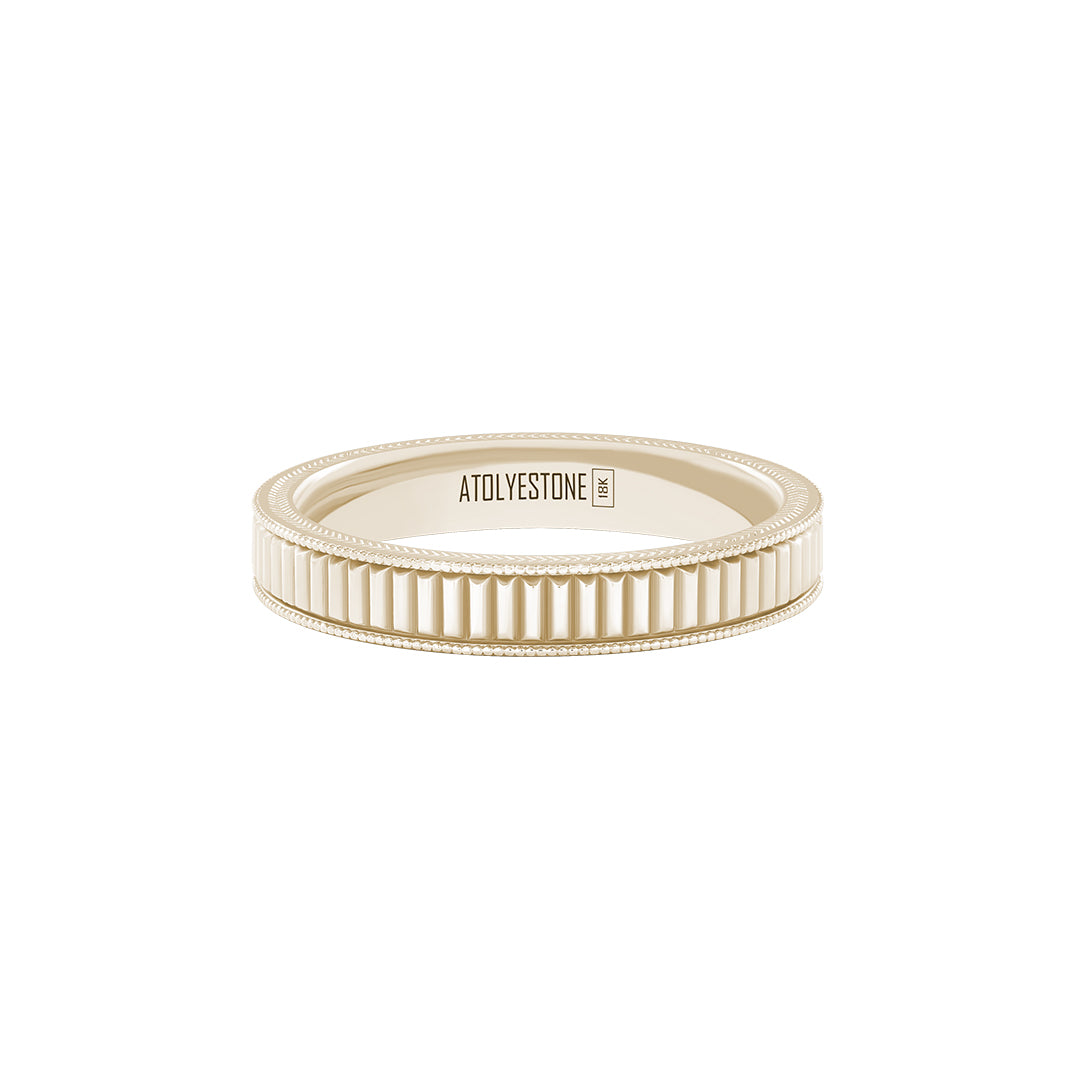 Ribbed Band Ring in Solid Yellow Gold