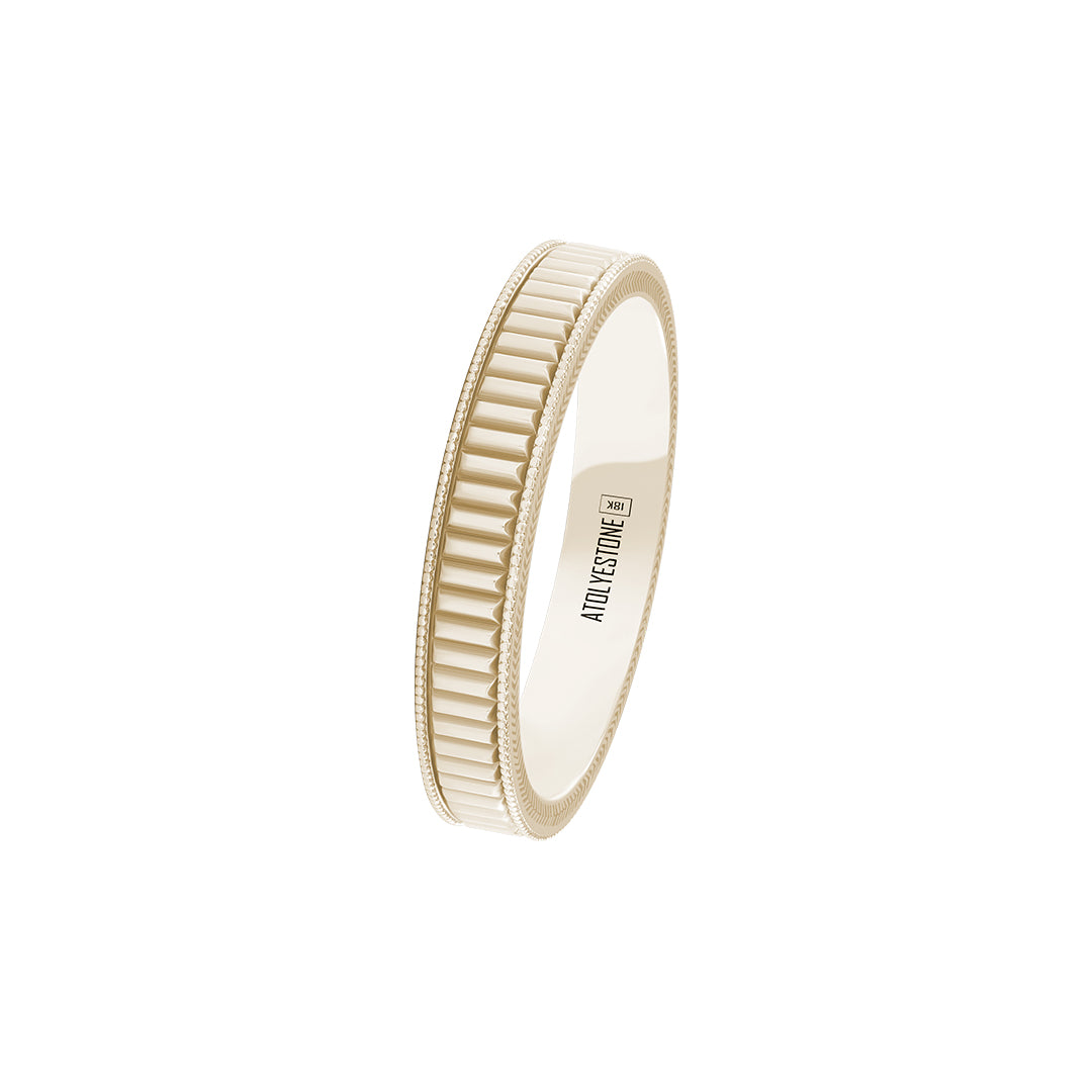 Real Yellow Gold Ribbed Band Ring