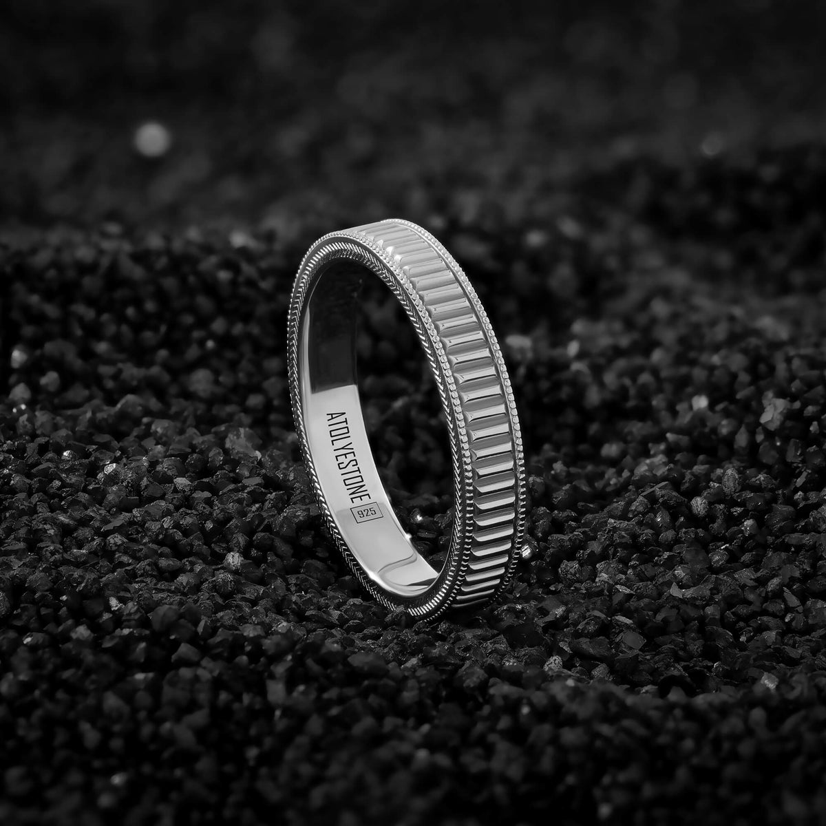 Ribbed Band in Solid Silver