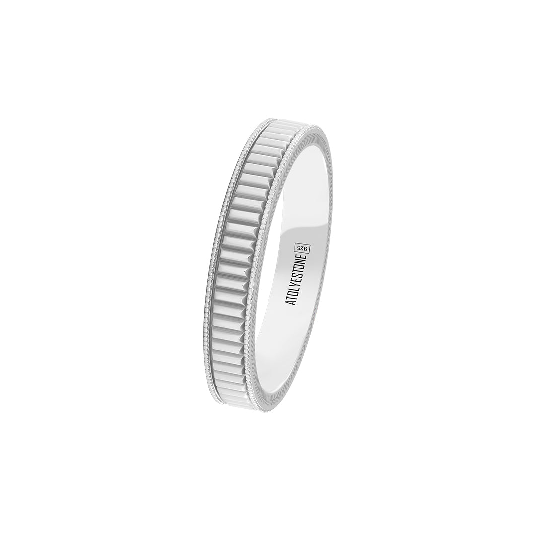 925 Sterling Silver Ribbed Band Ring