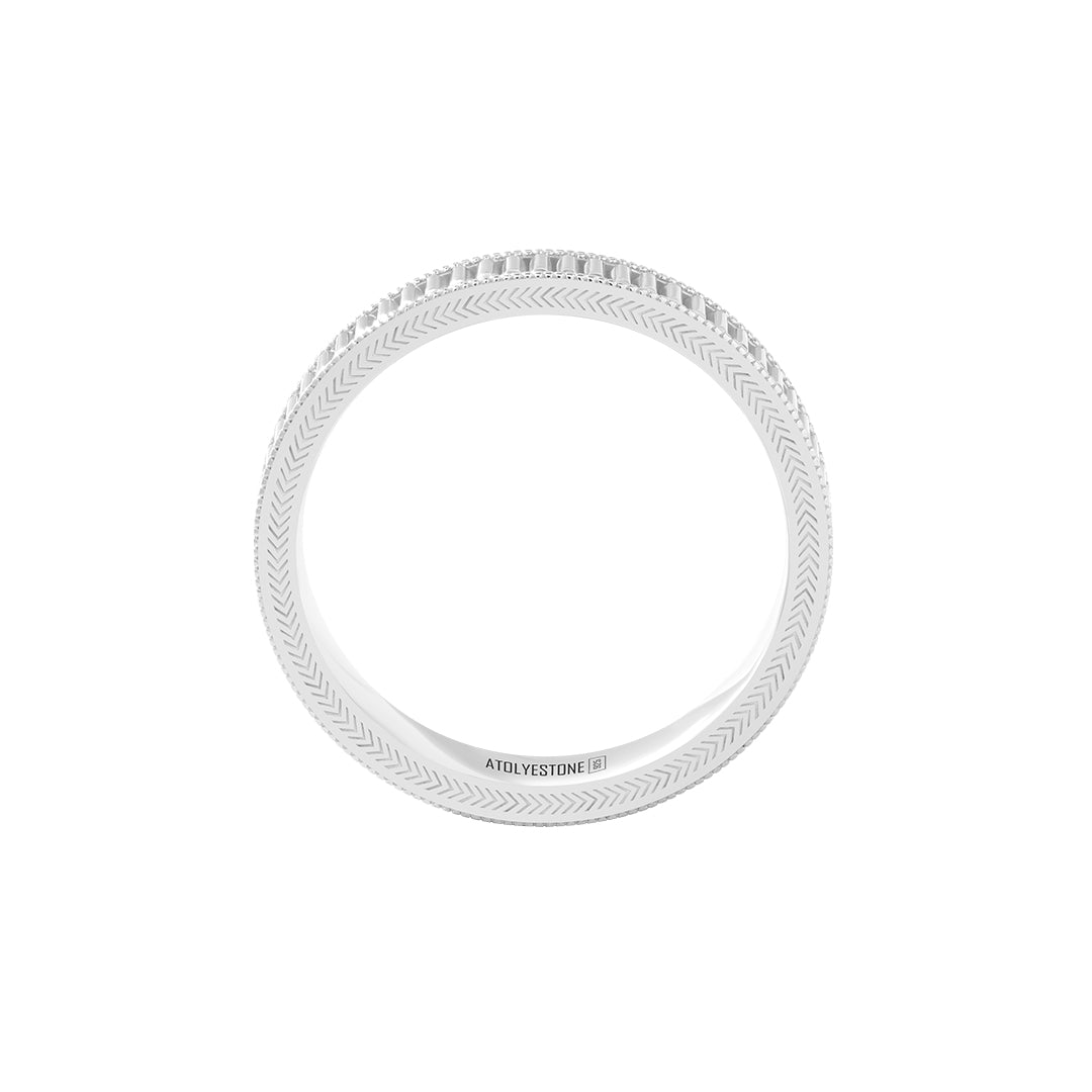 Silver Ribbed Band Ring