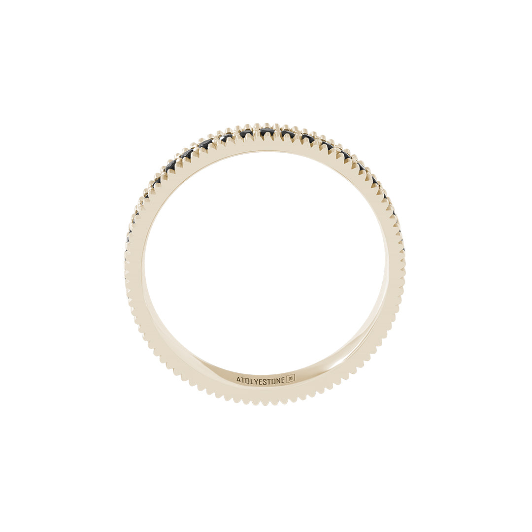 Ribbed Pave Wedding Band Ring in Gold