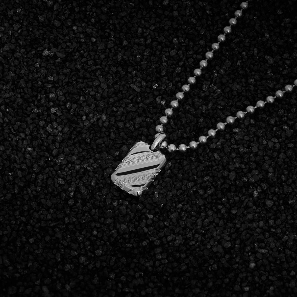 Solid Silver Rope Line Etched Tag Pendant