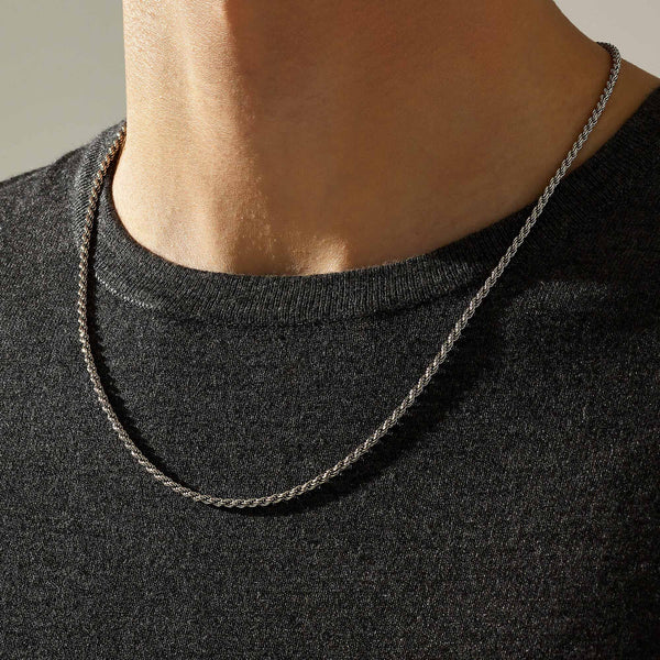 Men's Rope Necklace Chain in 925 Sterling Silver