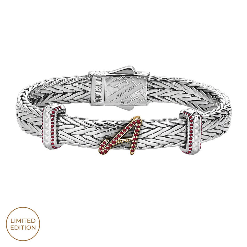 Ruby Pave Statement Woven Bangle with 14K Solid Gold