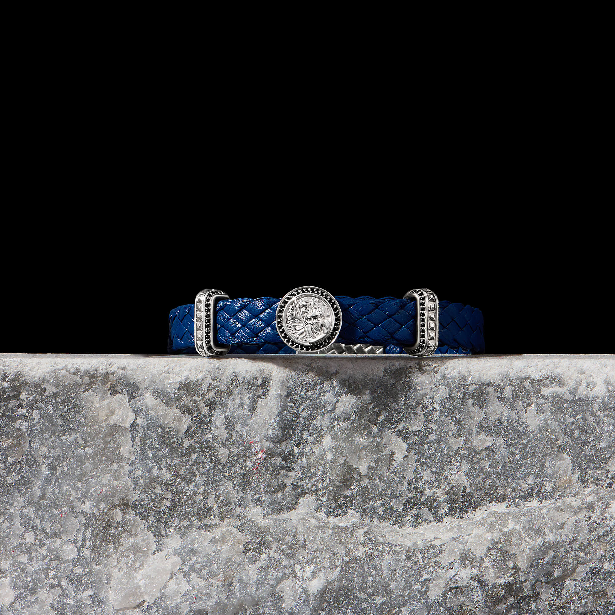 Saint Christopher Leather Bracelet in Real Gold