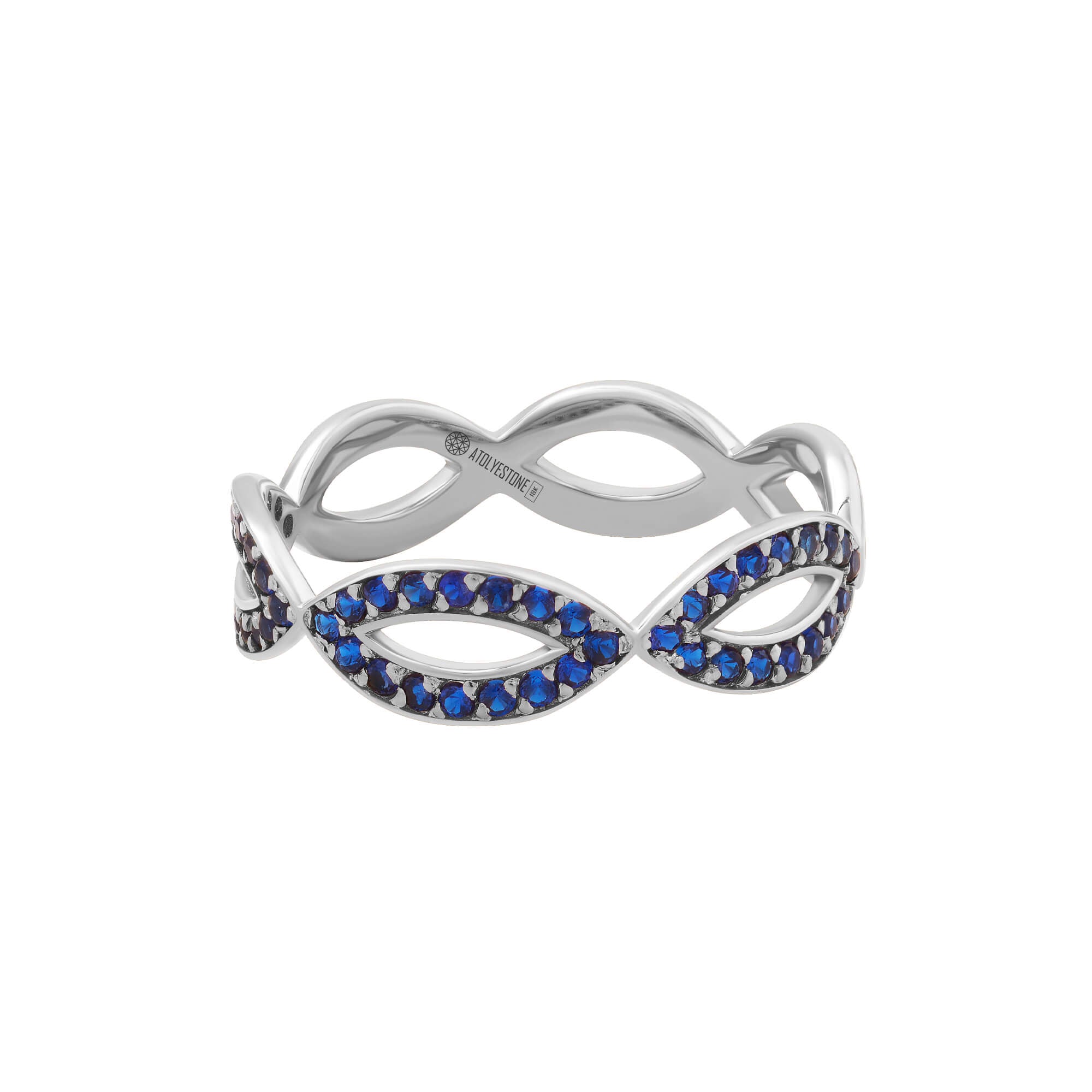 Sapphire Loop Ring in Solid White Gold