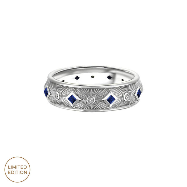 925 Sterling Silver Sapphire Sunbeam Band Ring