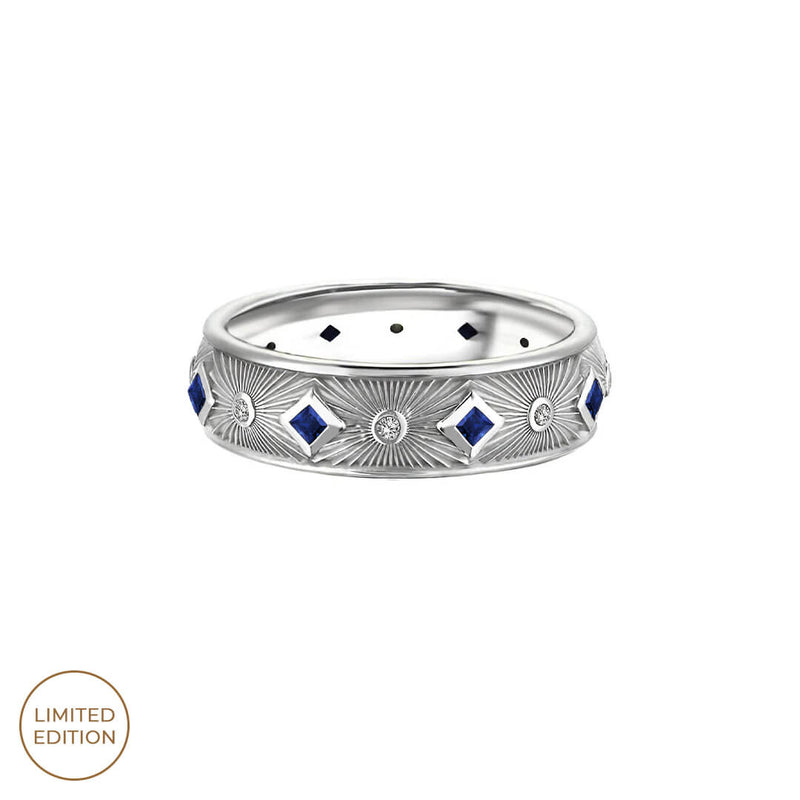 925 Sterling Silver Sapphire Sunbeam Band Ring