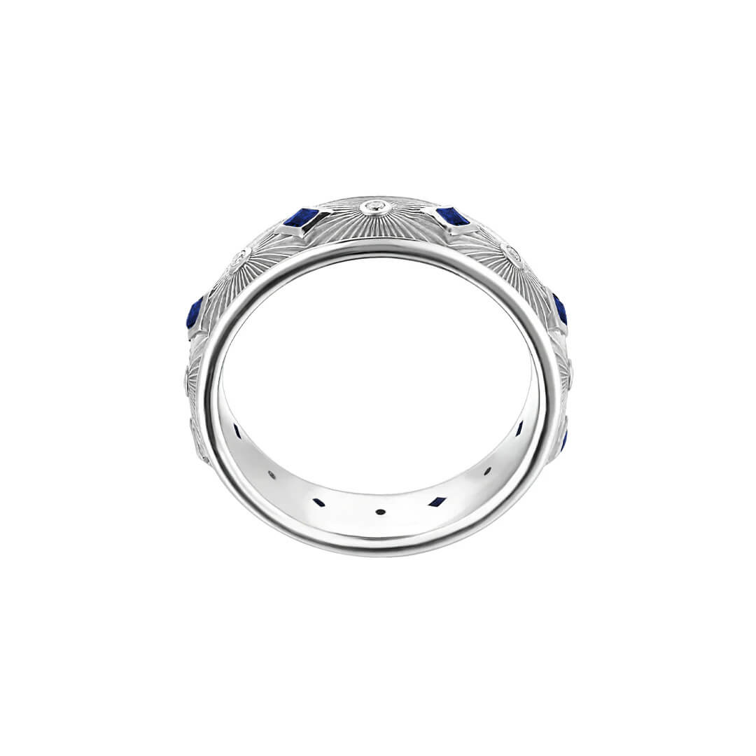 Sapphire Sunbeam Band Ring in 925 Silver