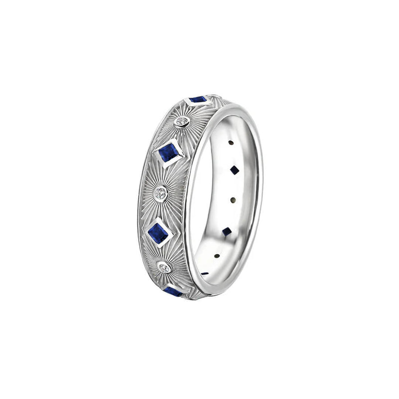 Limited Edition Solid 925 Silver Sunbeam Sapphire Band Ring