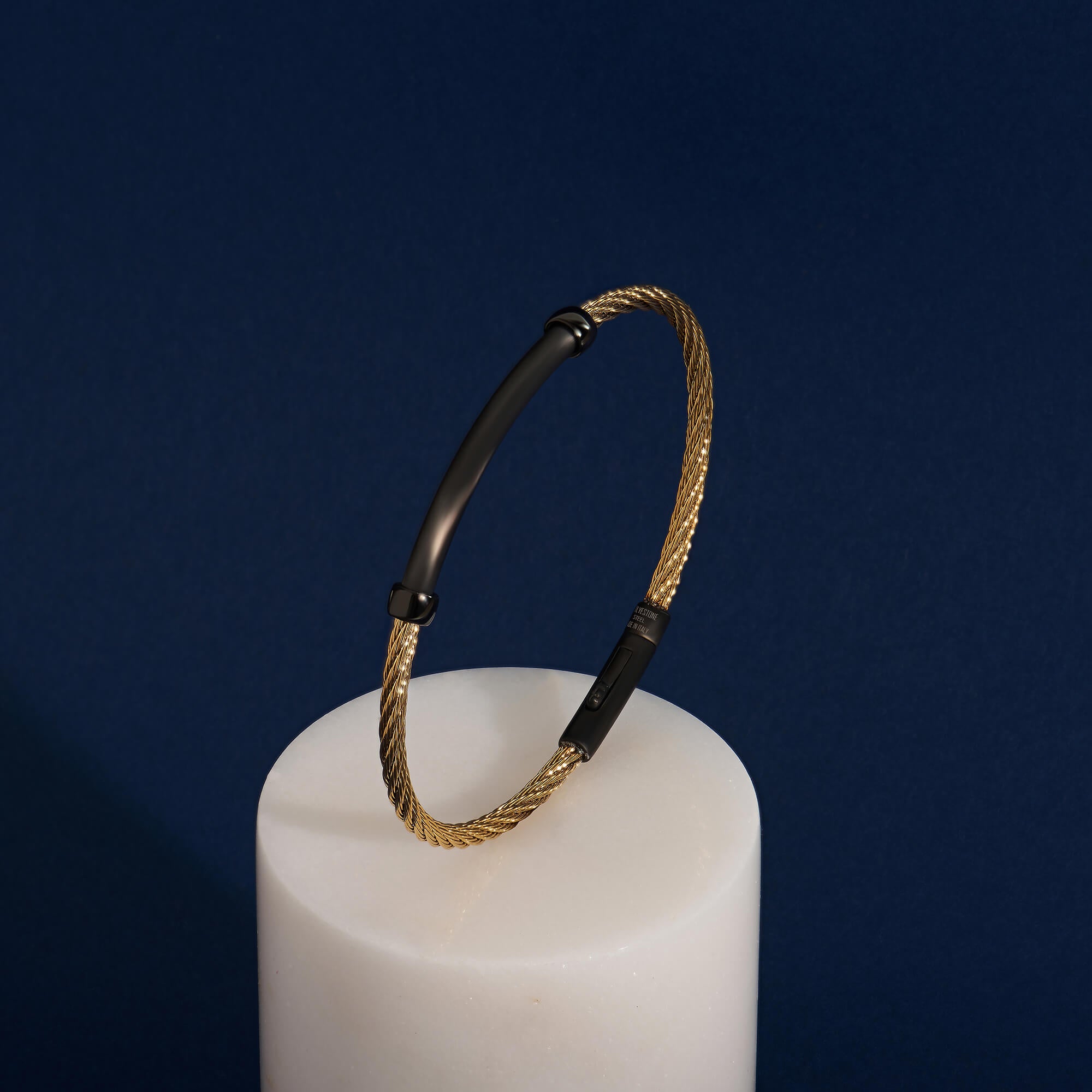 Men's Shadowline Steel Cable Bracelet in Yellow Gold
