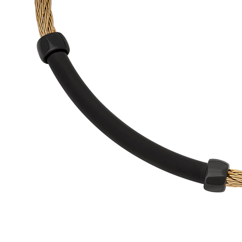 Yellow Gold Shadowline Steel Cable Bracelet Front