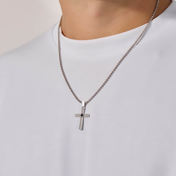 Men's Signature Arrow Cross Pendant in Solid Silver