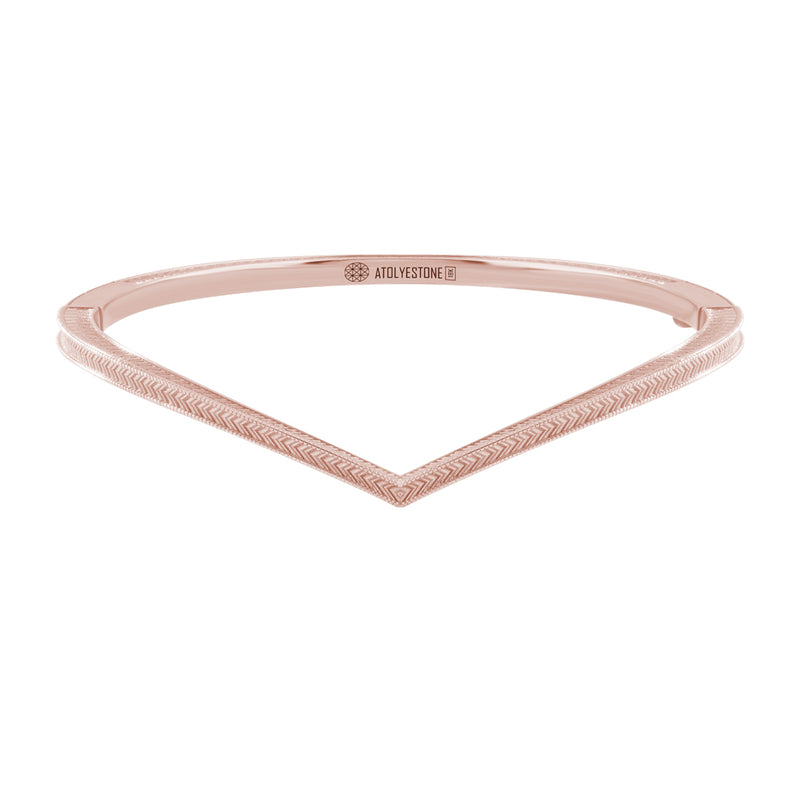 Men's Solid Rose Gold Signature Arrow Curve Bangle Bracelet
