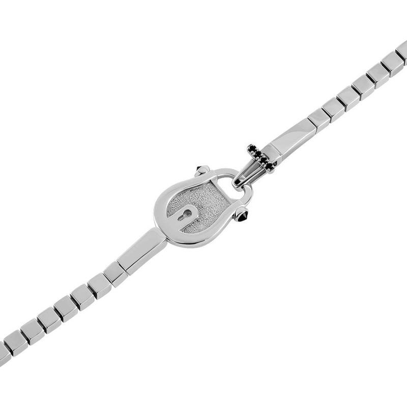 Silver Lock Chain Bracelet Buckle Charm in 925 Sterling Silver