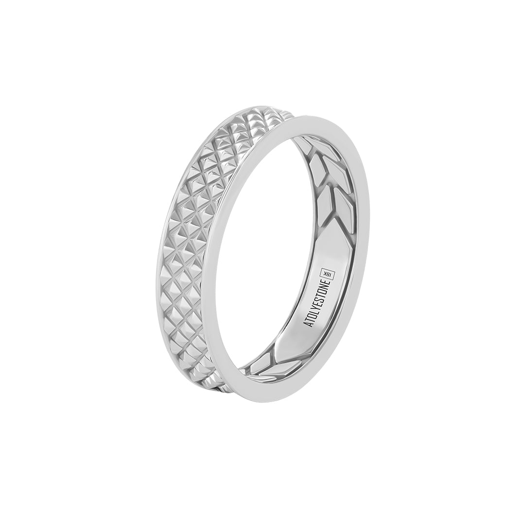 White Gold Slim Pyramid Band Ring