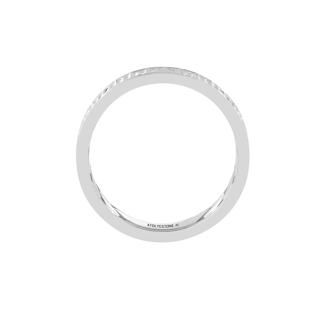 Thin Pyramid Pattern Band in Solid White Gold