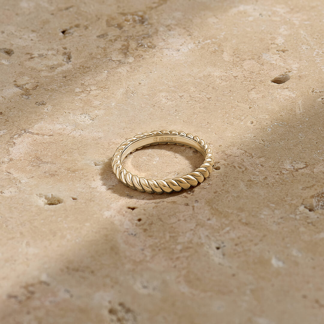 Men's Solid Gold Rope Ring - Atolyestone