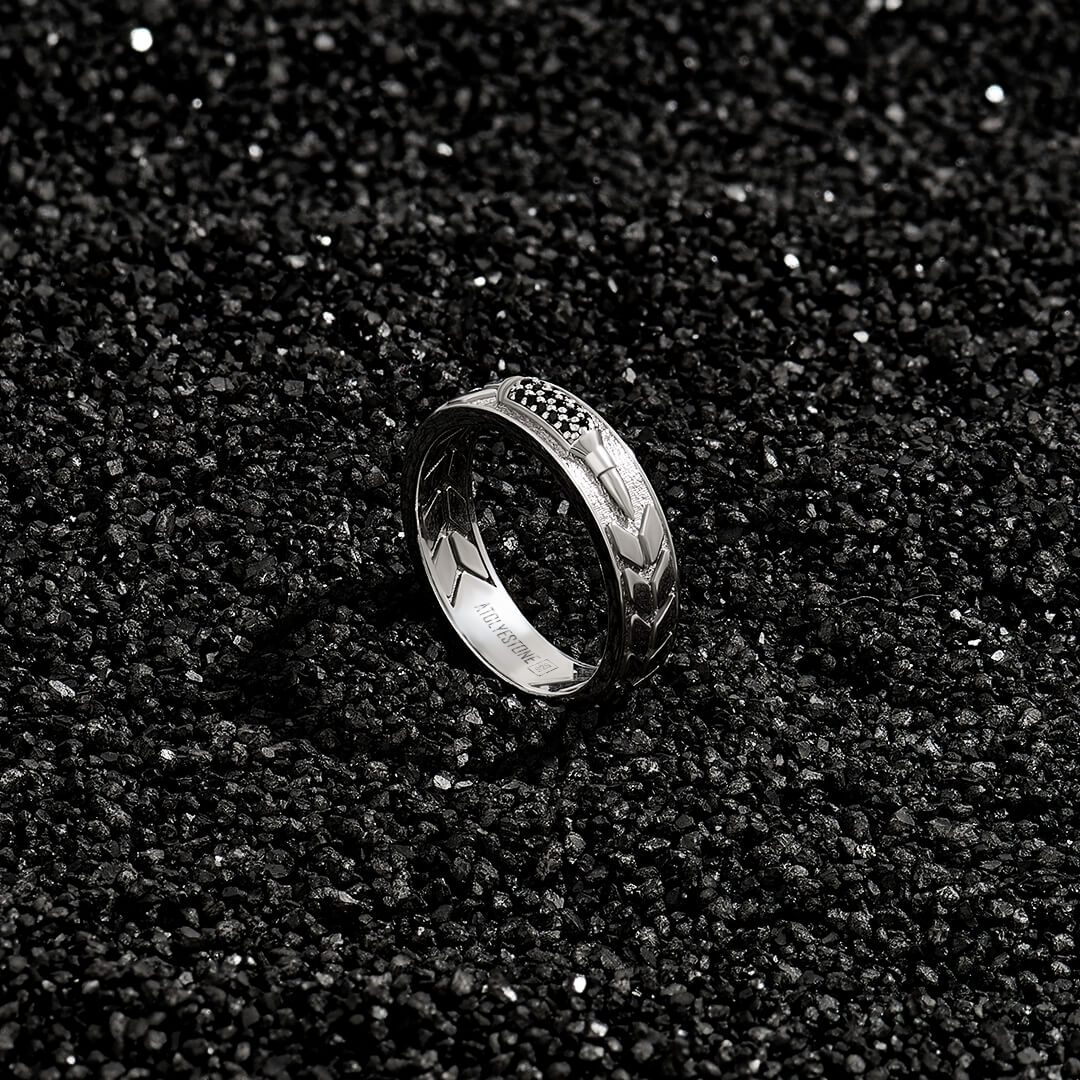 Men's Bullet Pave Band Ring in 925 Sterling Silver