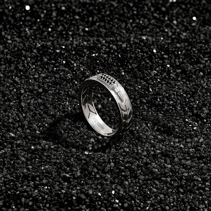 Men's Bullet Pave Band Ring in 925 Sterling Silver