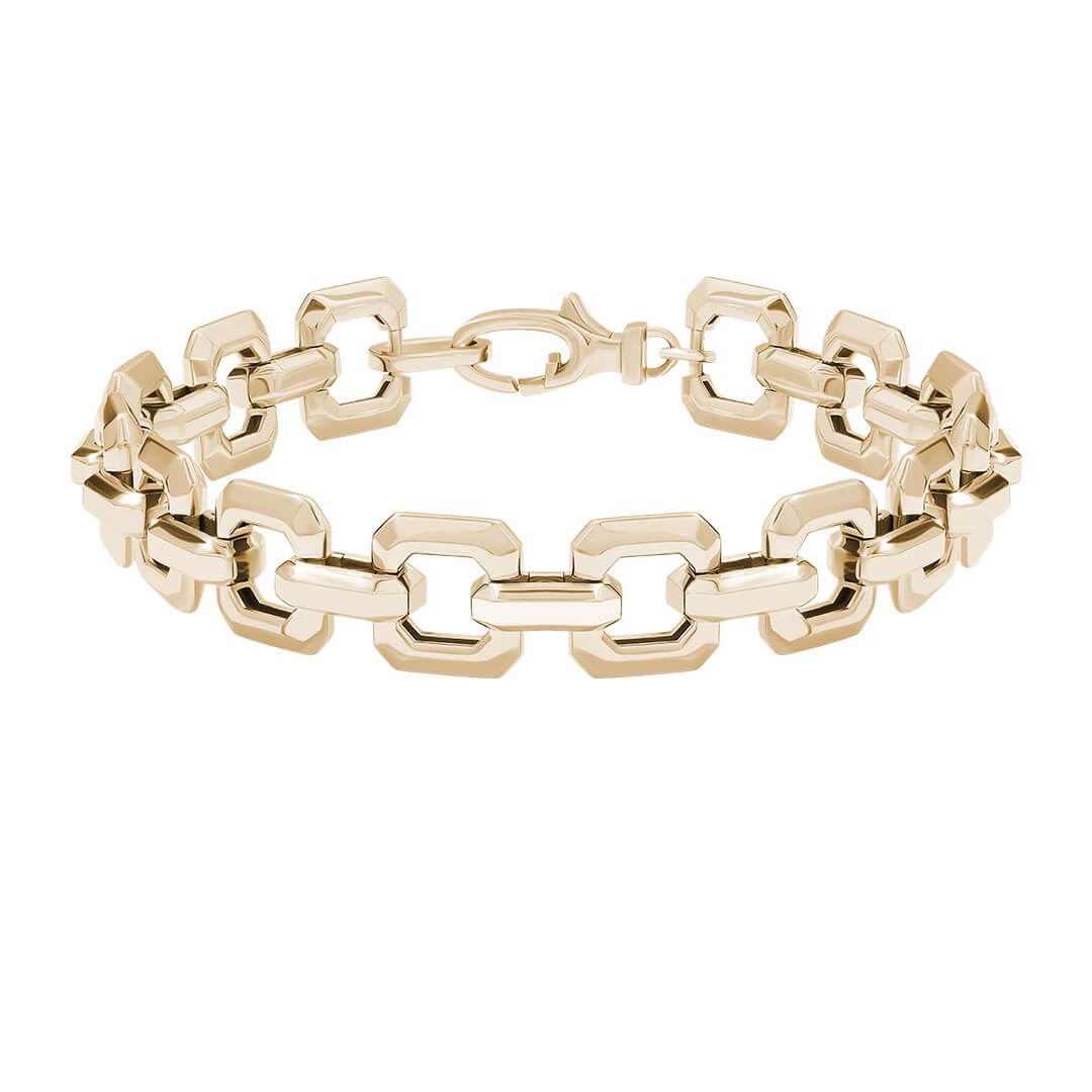 Square Link Chain Bracelet in Real Yellow Gold
